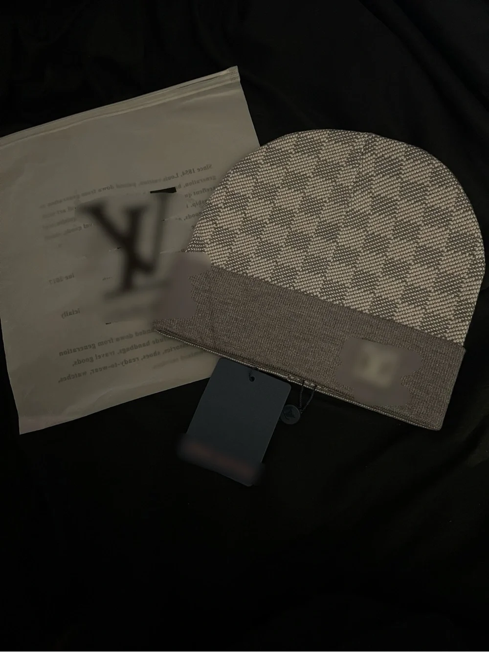 Gray Patterned Knit Beanie Hat - Men's Winter Accessory